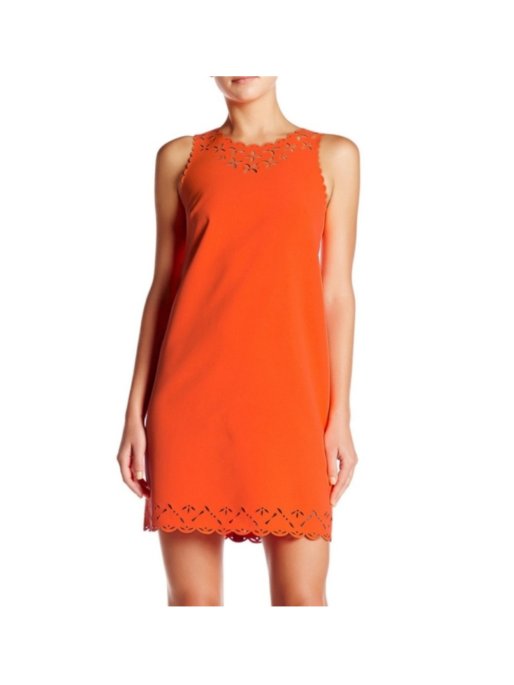 J. Crew Orange Laser Cut Scalloped Hem Sheath Dress Size 4